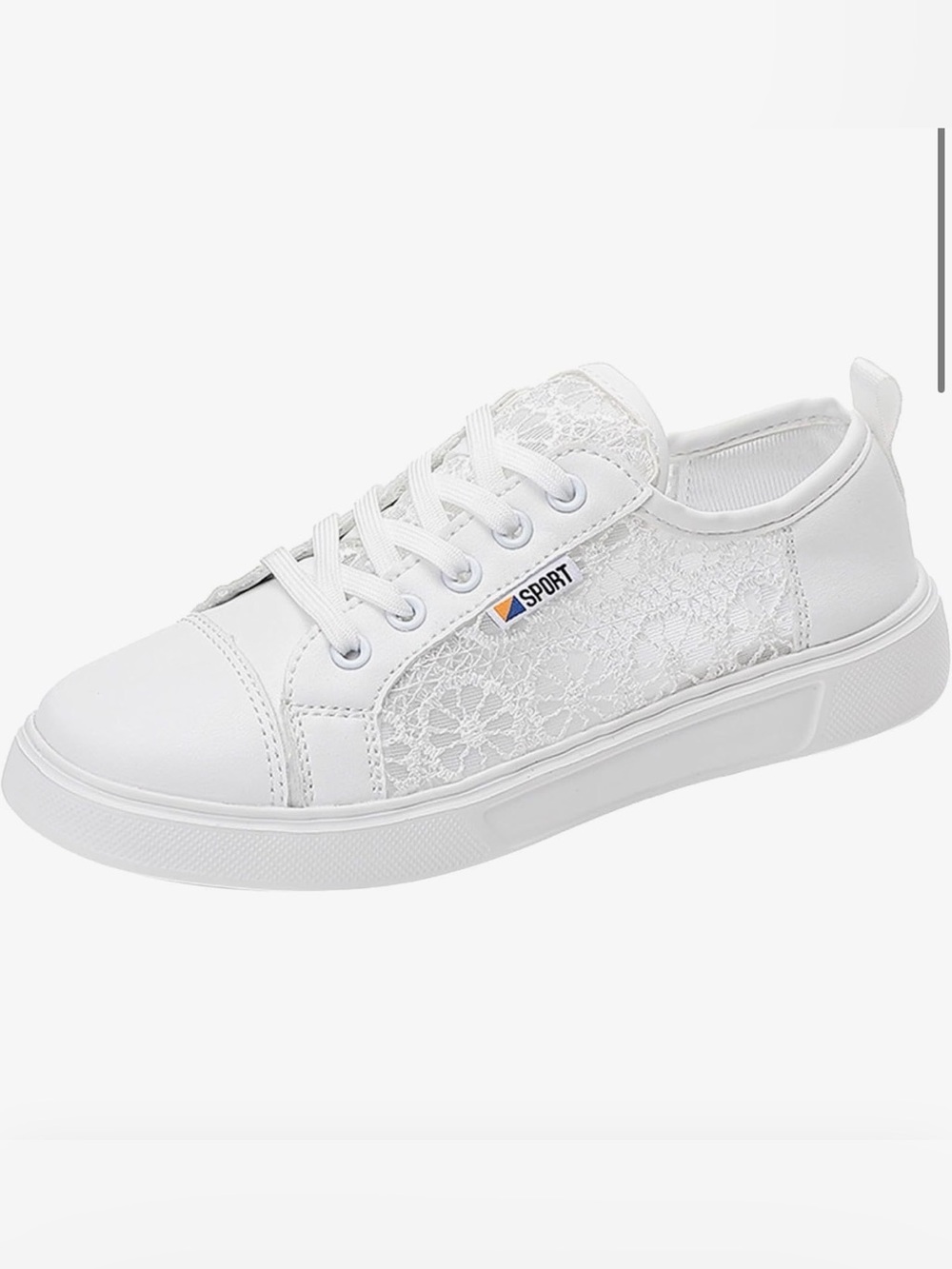 NEW White Lace Embroidery Sneakers - Size 8